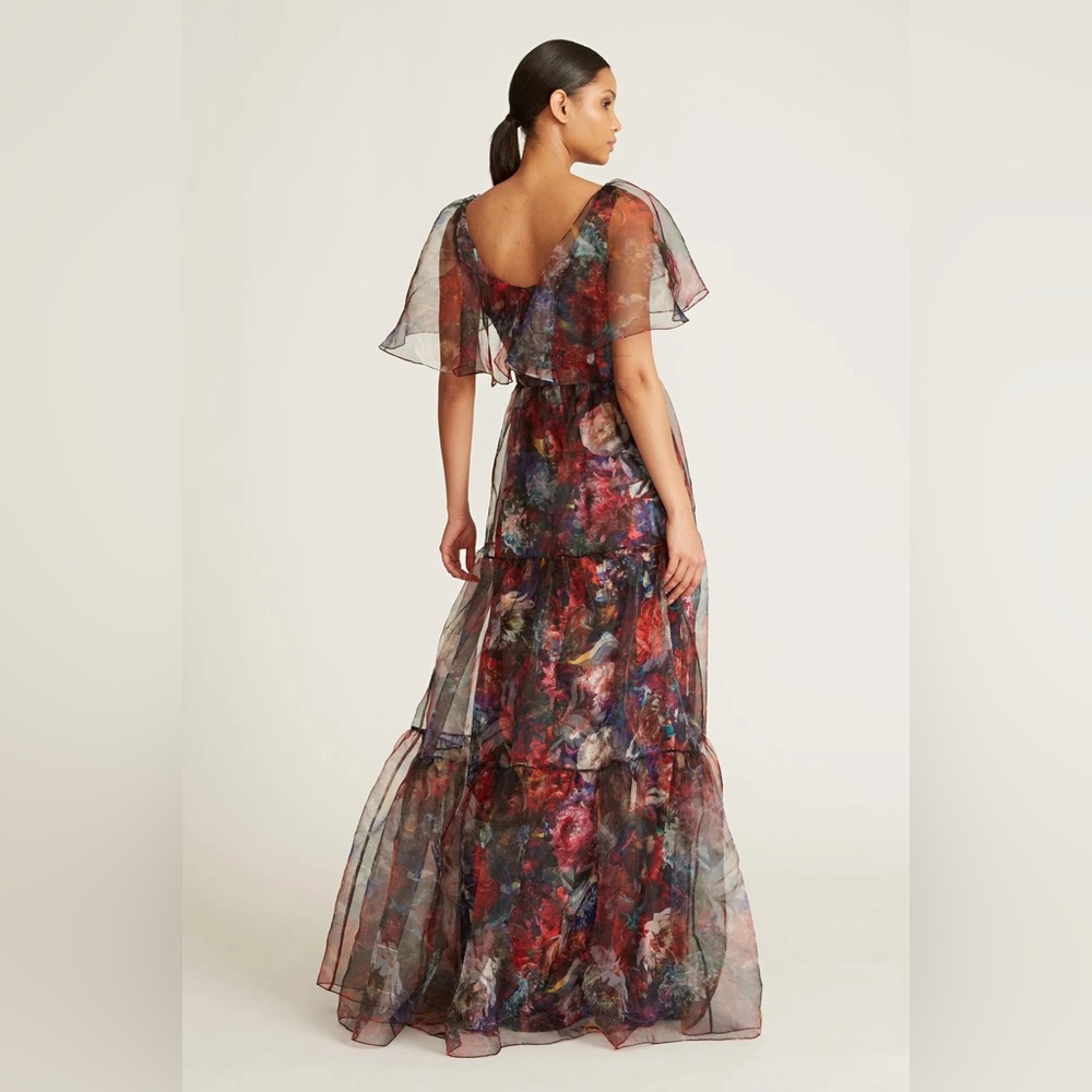 Theia Darla Scoop Neck Multicolor Floral Gown $845 - Picture 2 of 8